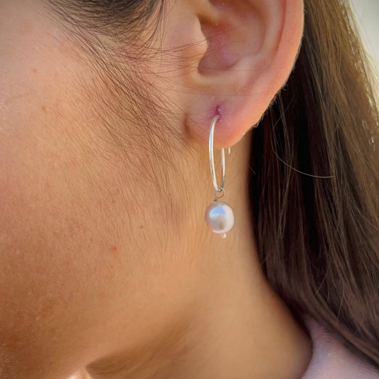 Graphite Drop Pearl Earrings
