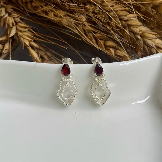 Garnet Abstract Earring