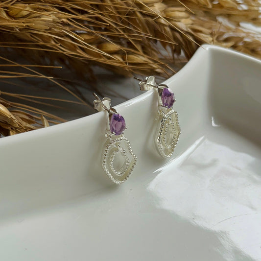 Amethyst Abstract Earring