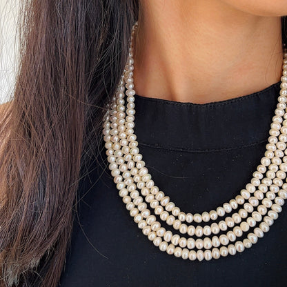 Shwet Moti 4-liner Necklace Set
