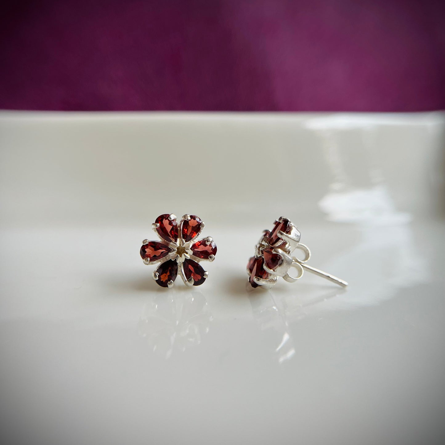 Garnet Bloom Earring