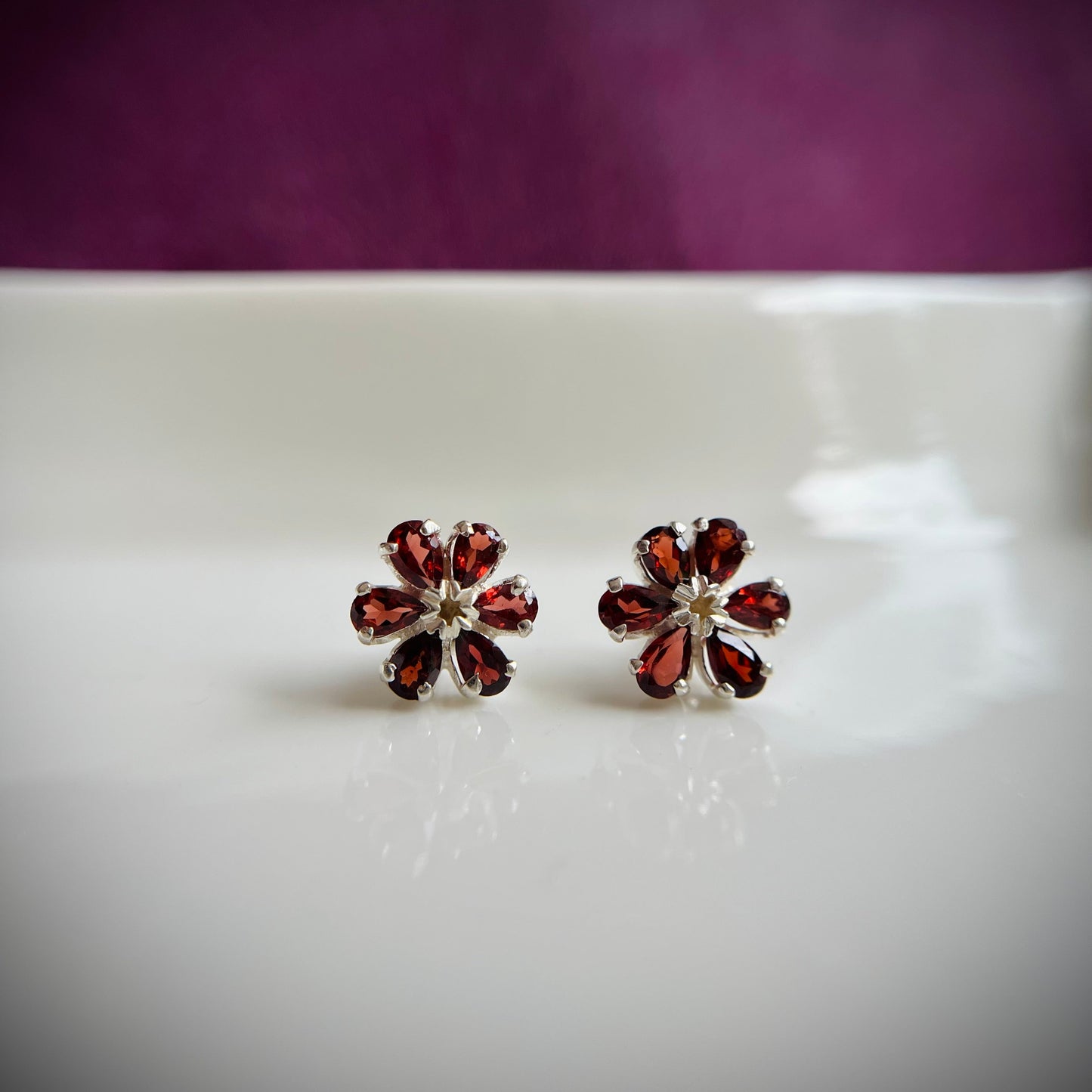 Garnet Bloom Earring