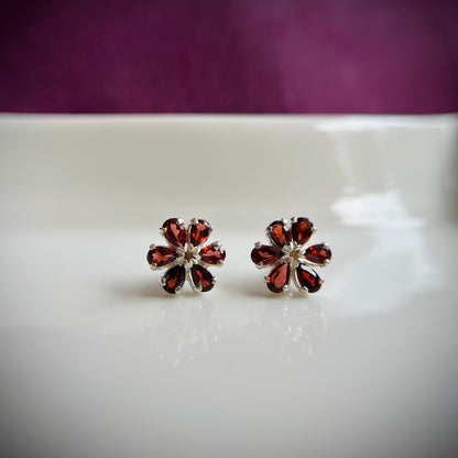 Garnet Bloom Earring