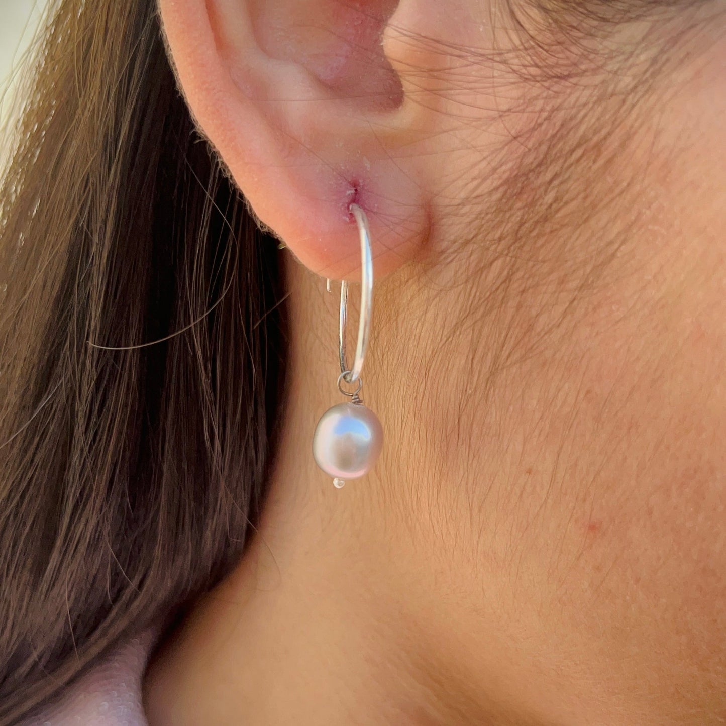 Graphite Drop Pearl Earrings