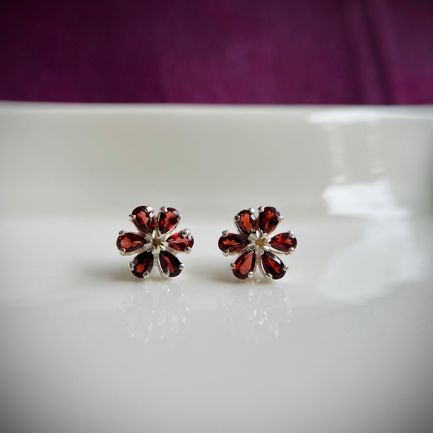 Garnet Bloom Earring