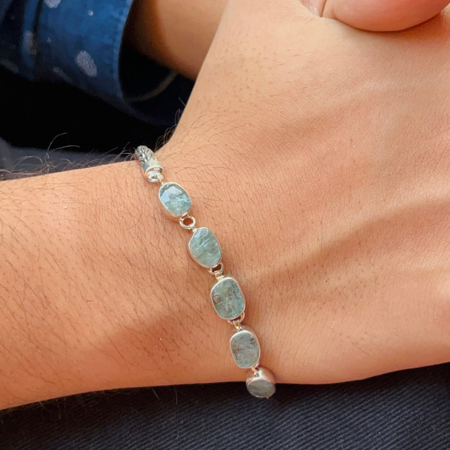 Kyanite Men's Silver Bracelet