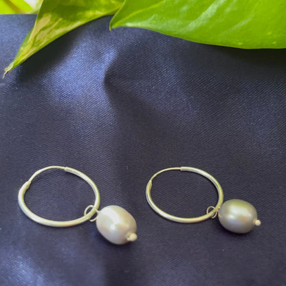 Graphite Drop Pearl Earrings