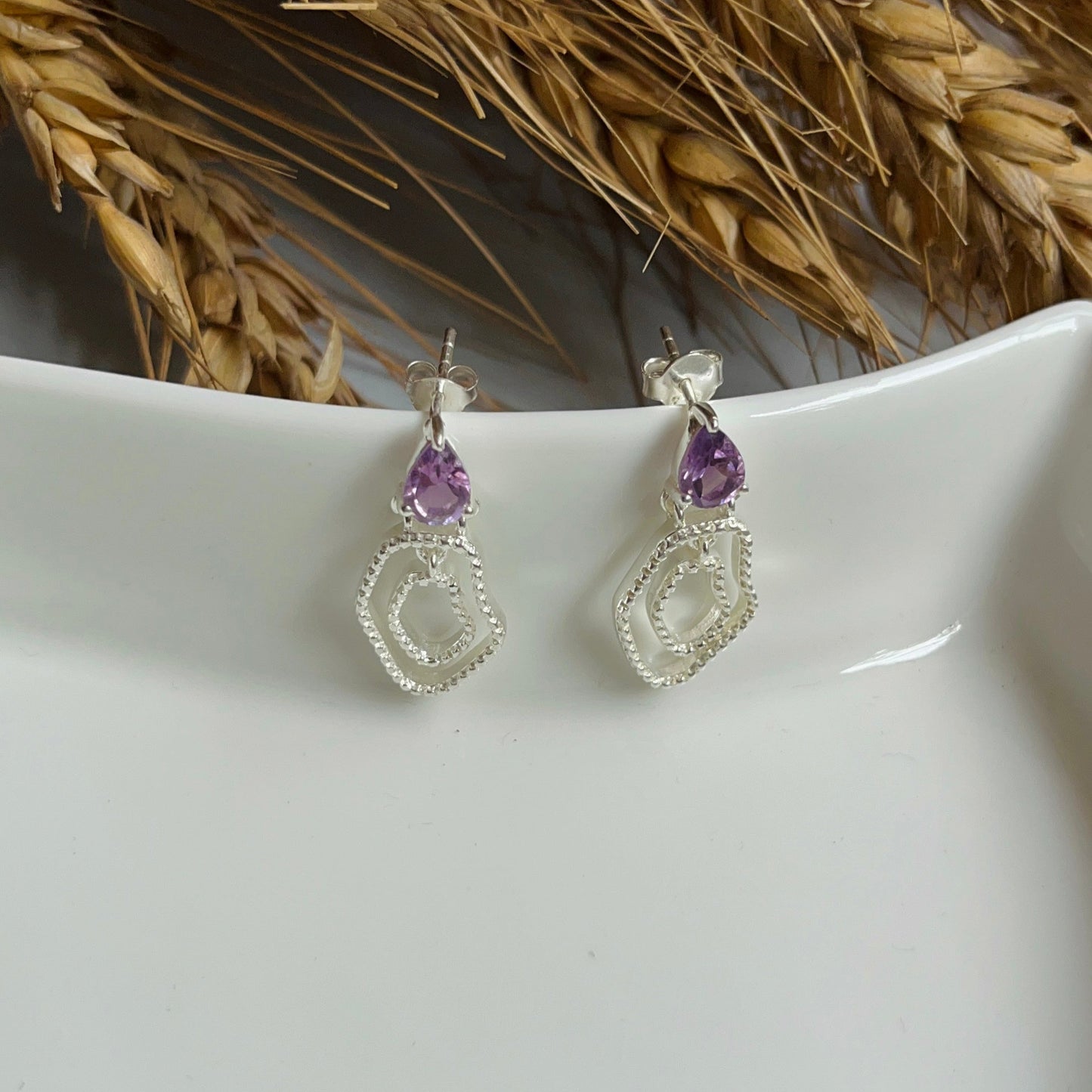 Amethyst Abstract Earring