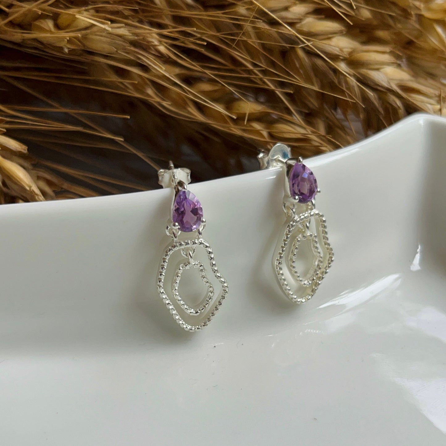 Amethyst Abstract Earring