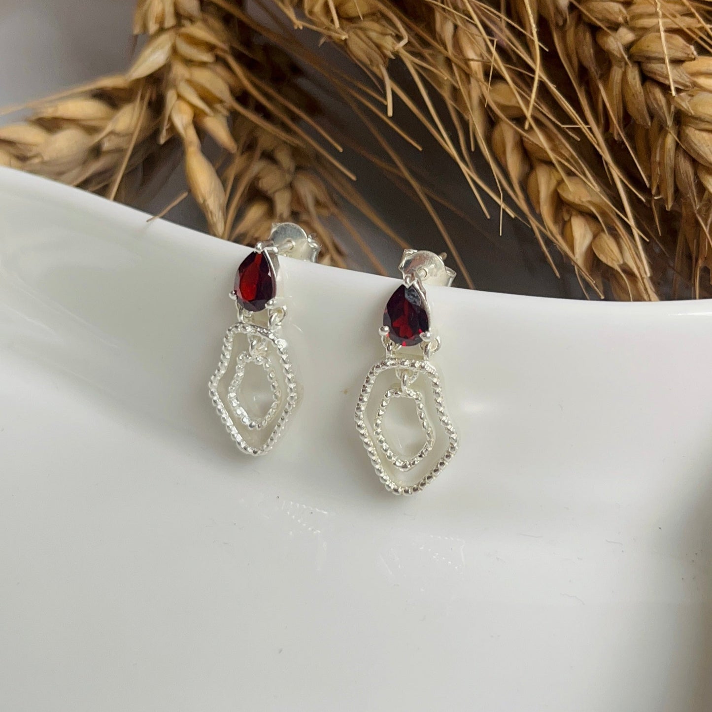 Garnet Abstract Earring