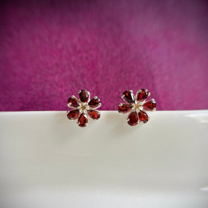 Garnet Bloom Earring