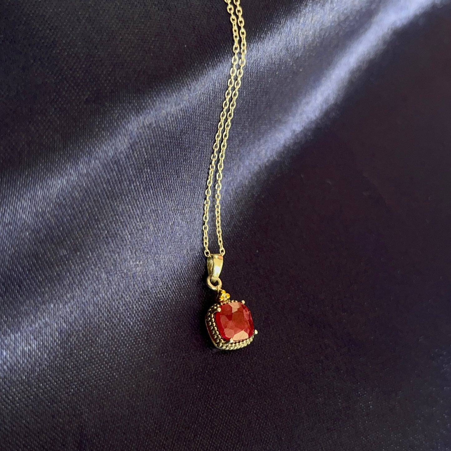 Deep Ruby Pendant with Chain