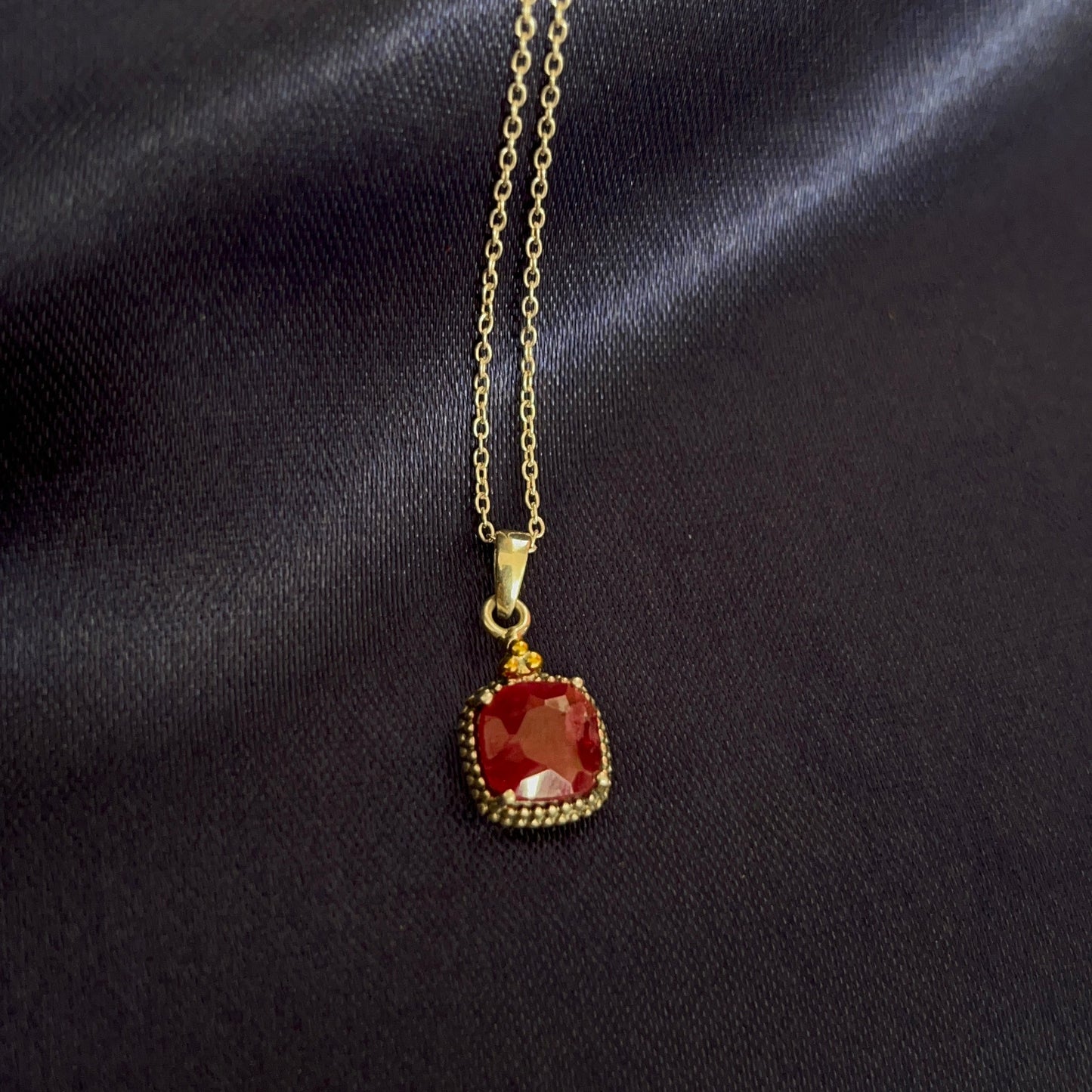 Deep Ruby Pendant with Chain