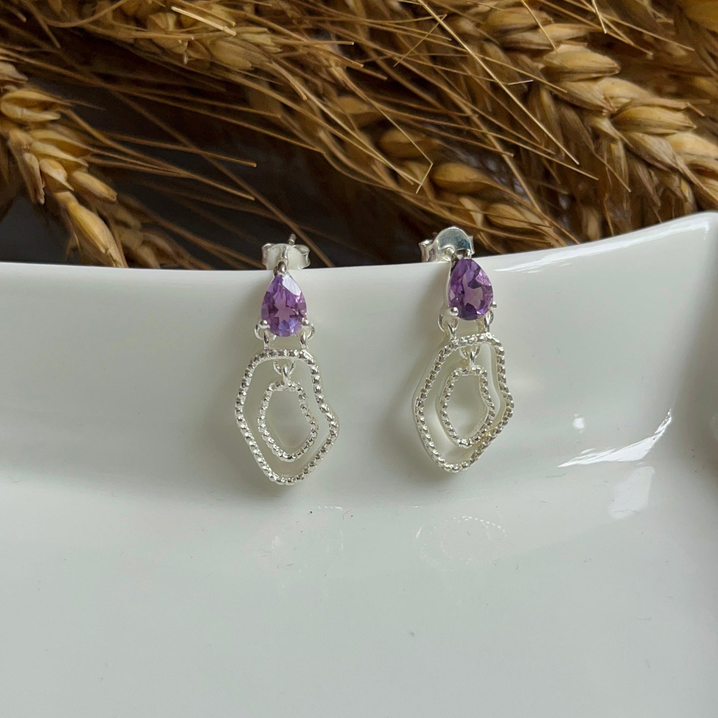 Amethyst Abstract Earring