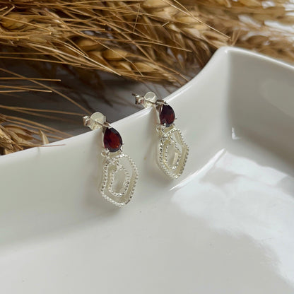 Garnet Abstract Earring