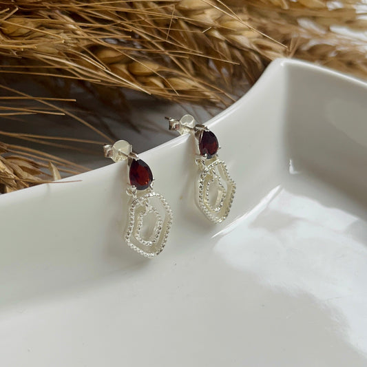 Garnet Abstract Earring