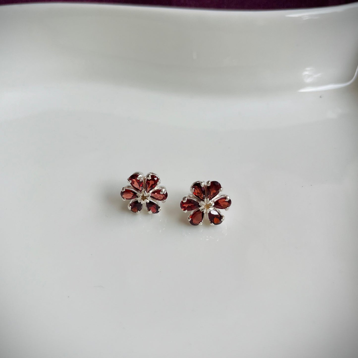 Garnet Bloom Earring