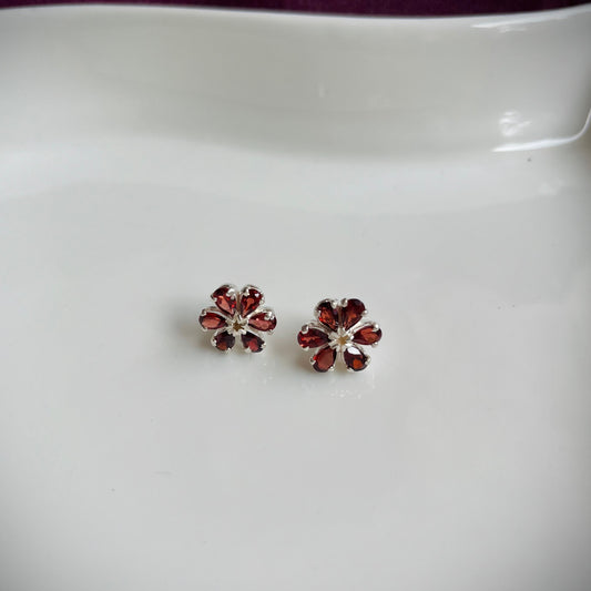 Garnet Bloom Earring
