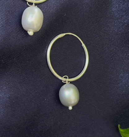Graphite Drop Pearl Earrings