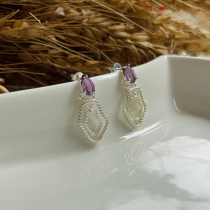 Amethyst Abstract Earring