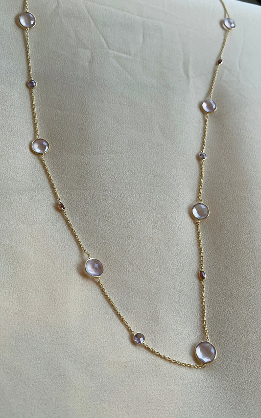 Blush Rose Quartz Long Chain