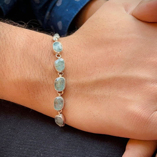 Kyanite Men's Silver Bracelet
