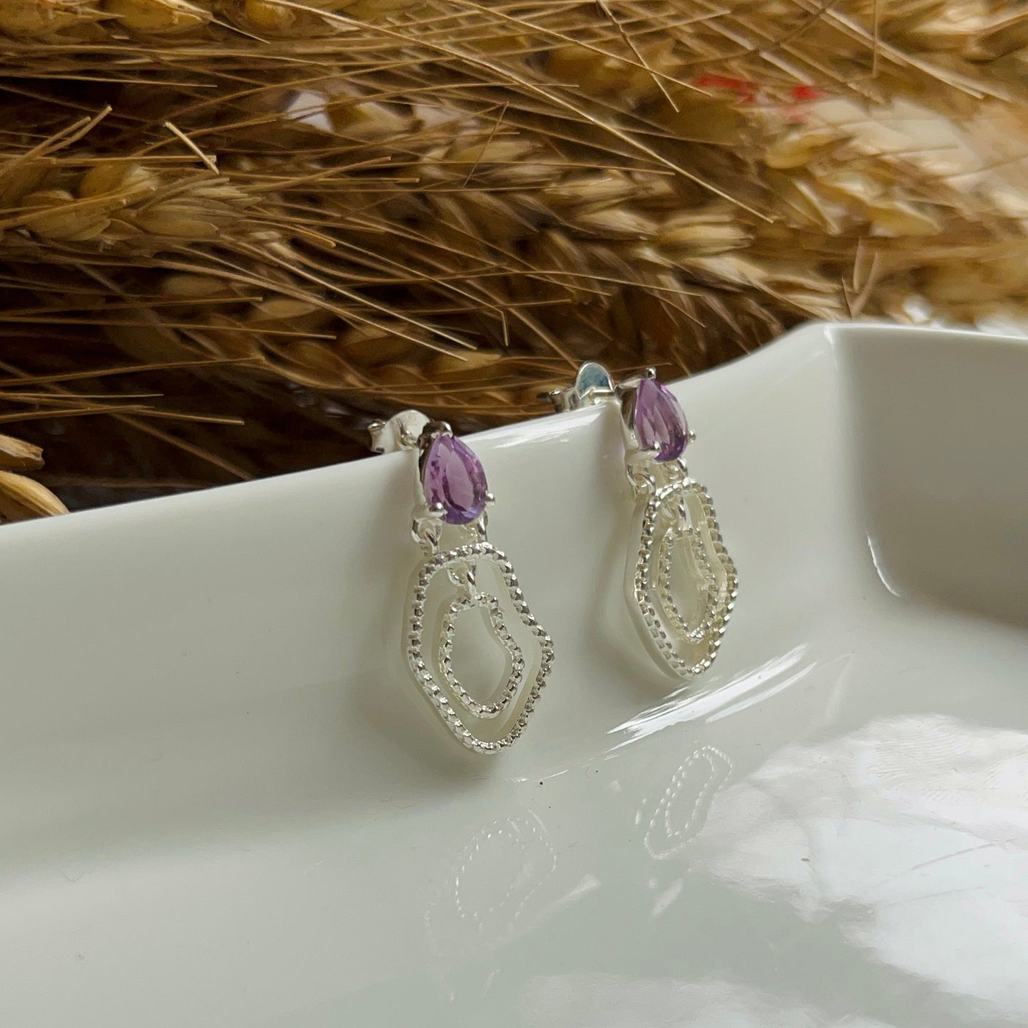 Amethyst Abstract Earring