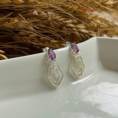Amethyst Abstract Earring