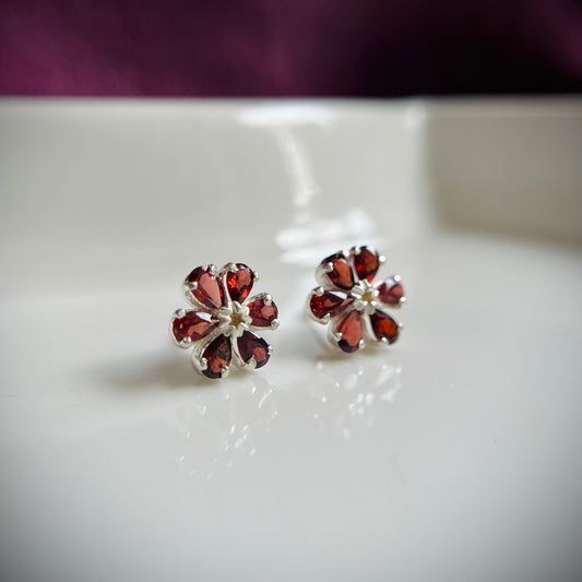 Garnet Bloom Earring