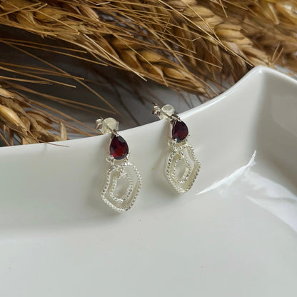 Garnet Abstract Earring
