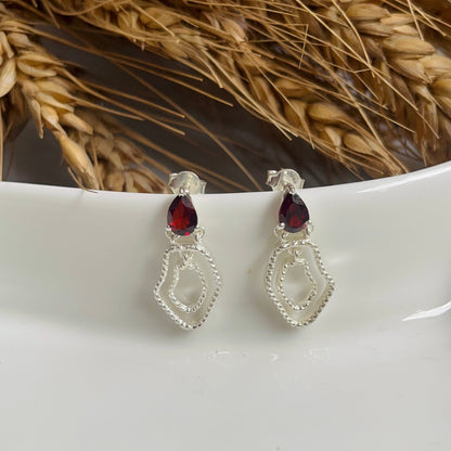 Garnet Abstract Earring
