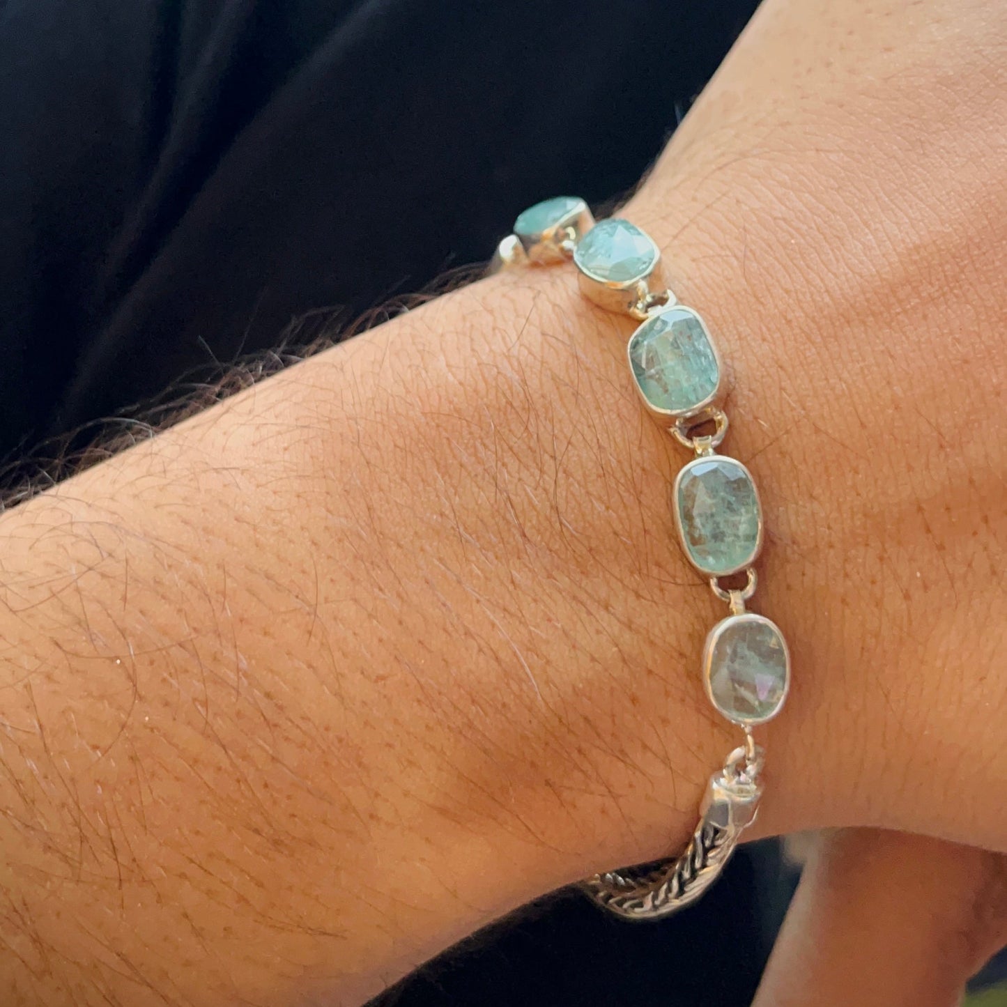 Kyanite Men's Silver Bracelet